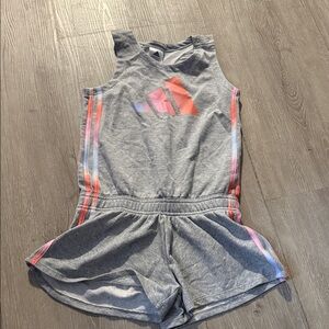 Adidas Gray Romper with Pink Stripes